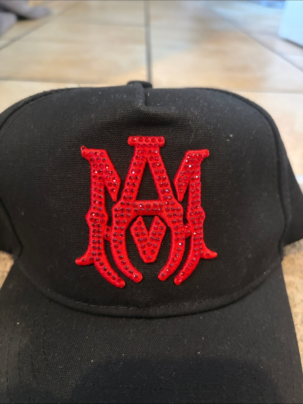 Amiri Black Baseball Cap with Red Embroidered Logo - Men - Picture 3 of 10